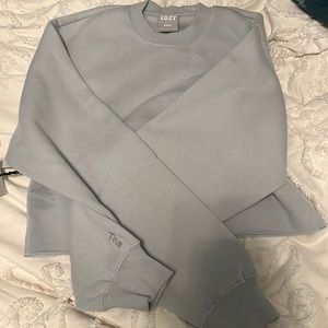 Cozy Fleece Perfect Cropped Sweatshirt Mirror Blue